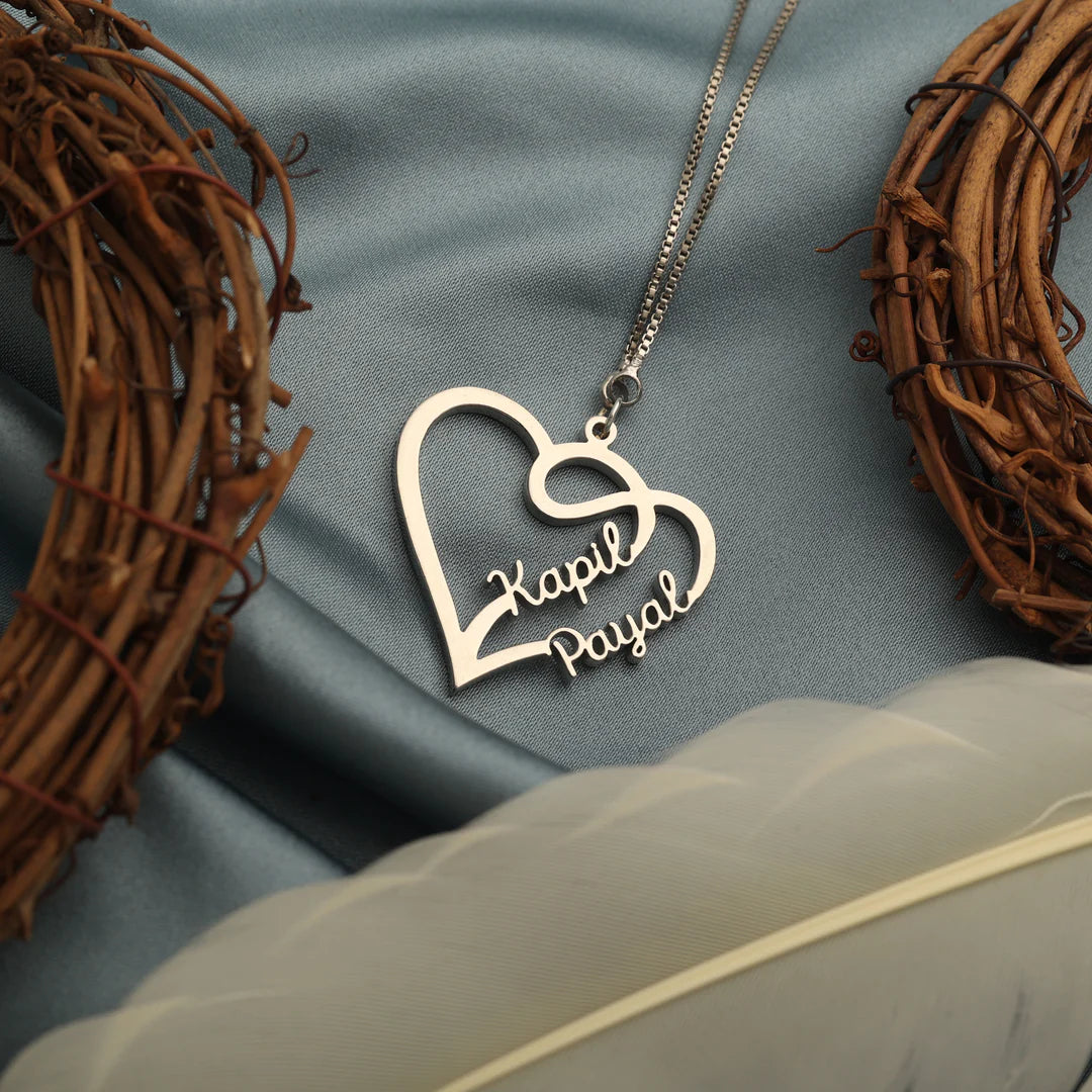 Couple Heart Name Necklace