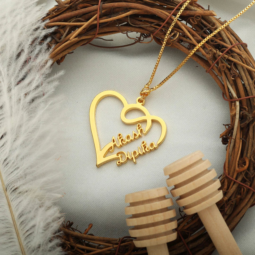 Couple Heart Name Necklace